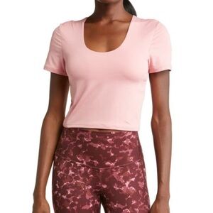 Zella Pink Scoop Neck Support T-Shirt Size Medium NWT